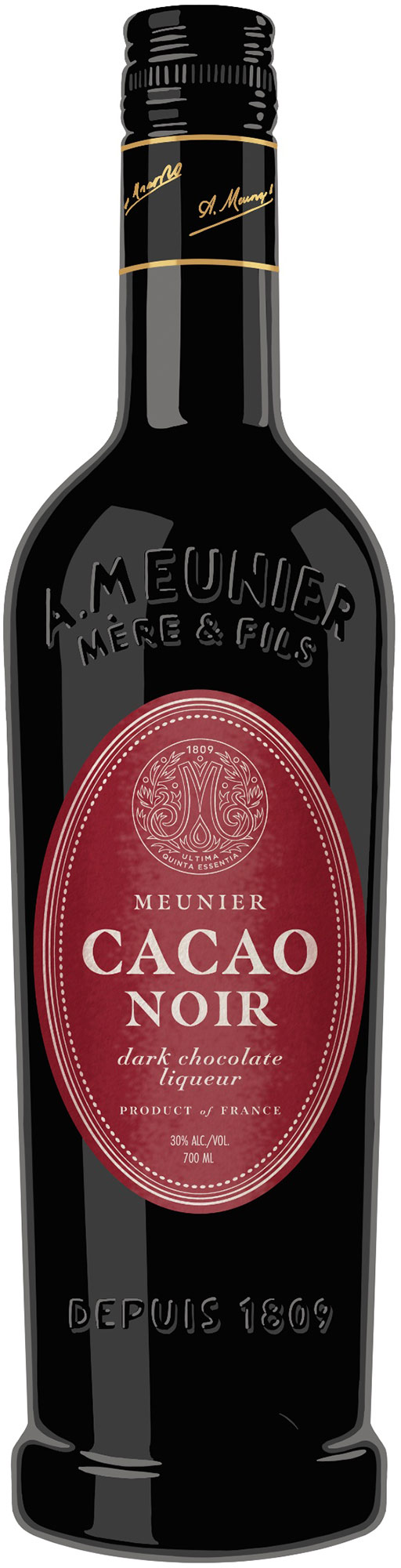Meunier Cacao Noir Liqueur bottle